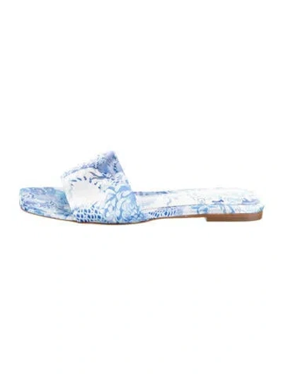 Pre-owned Camilla Floral Print Slides In Blue
