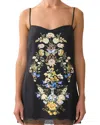 Camilla Floral Print Slip Dress In Black