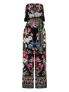 Camilla Strapless Embellished Printed Silk Crepe De Chine Jumpsuit In Black
