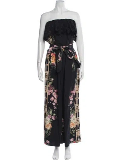 Pre-owned Camilla Floral Print Strapless Jumpsuit In Blue