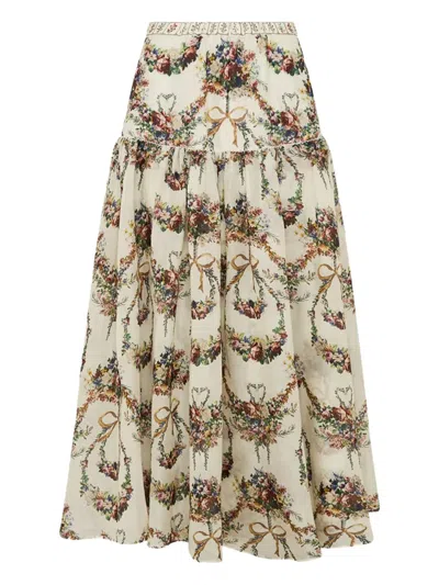 Camilla Floral-print Tiered Skirt In Multi