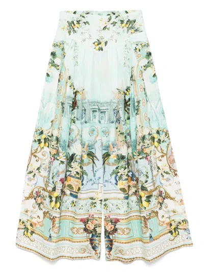 Camilla Floral-print Trousers In Green