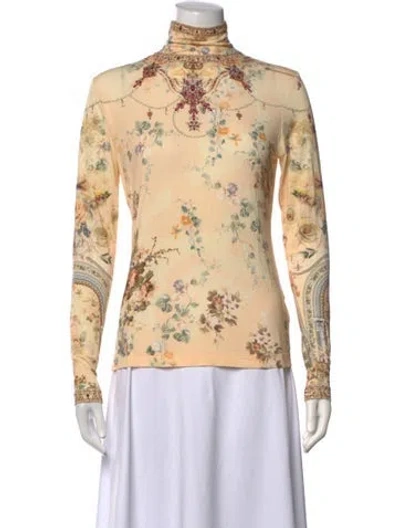 Pre-owned Camilla Floral Print Turtleneck Top In Neutrals