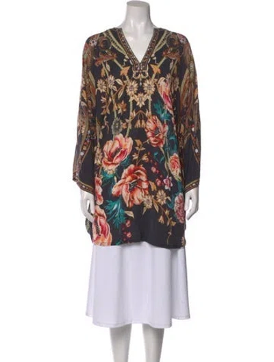 Pre-owned Camilla Floral Print V-neck Blouse In Multi