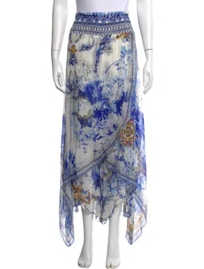 Pre-owned Camilla Floral Print Wide Leg Pants In Blue