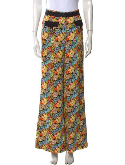 Pre-owned Camilla Floral Print Wide Leg Pants In Multicolor