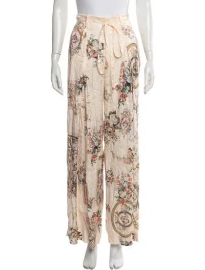 Pre-owned Camilla Floral Print Wide Leg Pants In Neutral