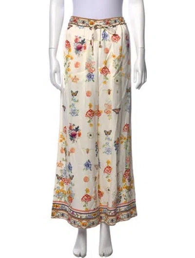 Pre-owned Camilla Floral Print Wide Leg Pants In Neutral