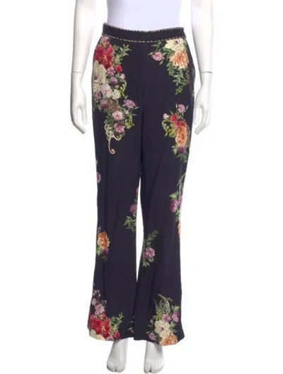 Pre-owned Camilla Floral Print Wide Leg Pants W/ Tags In Blue