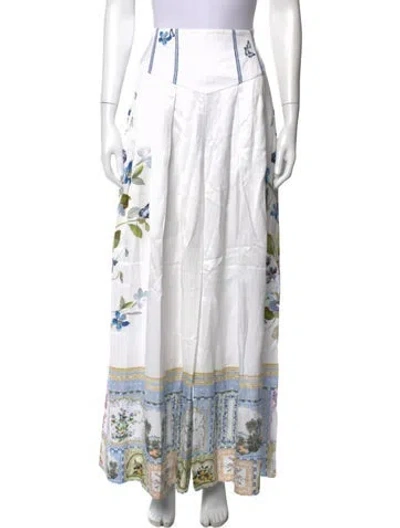 Pre-owned Camilla Floral Print Wide Leg Pants W/ Tags In White