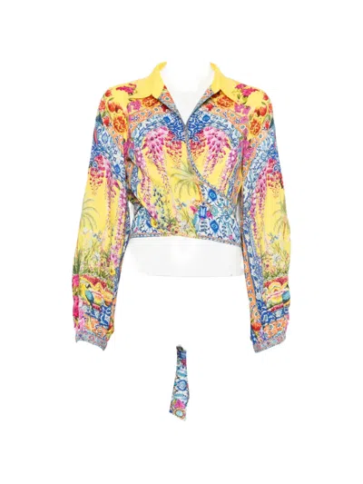 Camilla Floral Print Wrap Shirt In Multi
