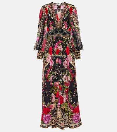 Camilla Floral Silk Maxi Dress In Multicolour