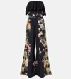 Camilla Strapless Jumpsuit With Frill Adorned In Alexandria In Black