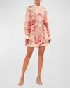 Camilla Floral-print Shift Shirtdress In Blossoms And Brushstrokes