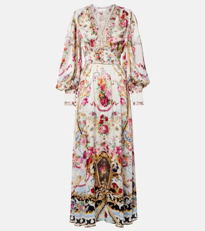 Camilla Floral Silk Satin Maxi Dress In Multi