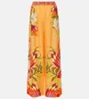 Camilla The Flower Child Society Wide-leg Silk Trousers In Multicoloured