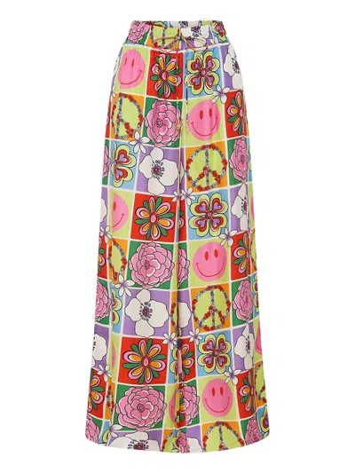 Camilla Floral Straight-leg Trousers In Purple