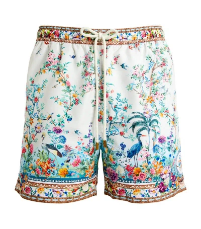 Camilla Floral Swim Shorts In White