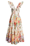 Camilla Tiered Cotton Maxi Dress With Neck Frill In Sew Yesterday