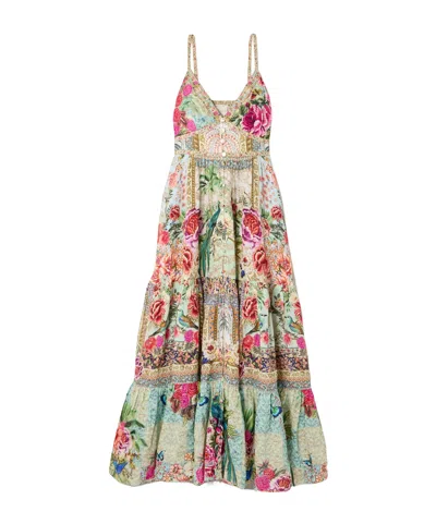 Camilla Floral-print Linen Maxi Dress In Multi