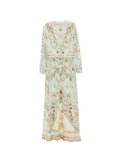 Camilla Floral-print V-neck Maxi Dress In White