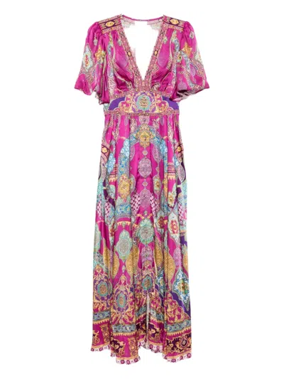 Camilla Flutter-sleeves Dress In Purple