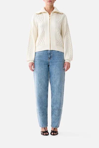 Camilla Fly Collar Knit Bomber Midsummer Masterpiece In White