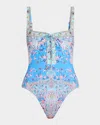 Camilla Footsteps In Folklore Laced Underwire One-piece Swimsuit In Multi