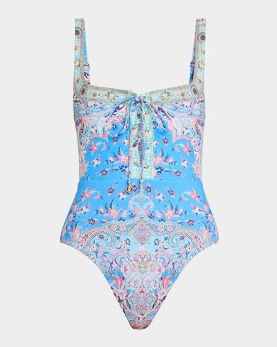 Camilla Footsteps In Folklore Laced Underwire One-piece Swimsuit In Multi