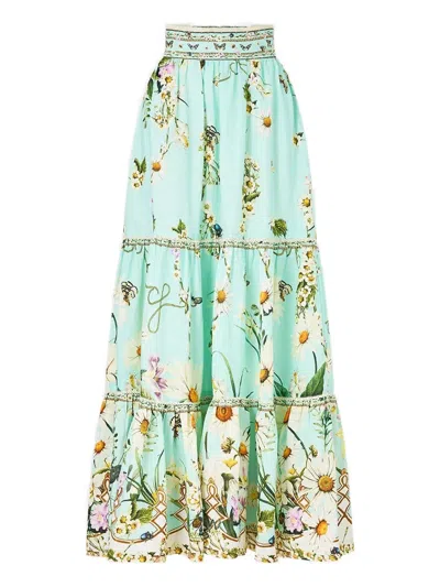 Camilla Free Fall High-waisted Skirt In Green