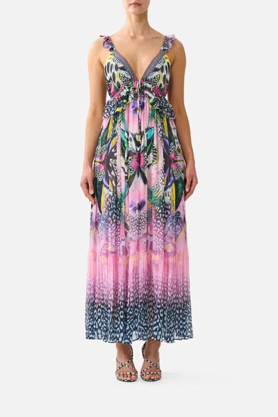 Camilla Frill Bralette Long Dress Millamorphosis In Pink