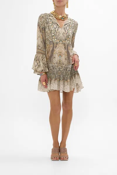 Camilla Frill Hem Long Sleeve Dress The Throne Room In Multi
