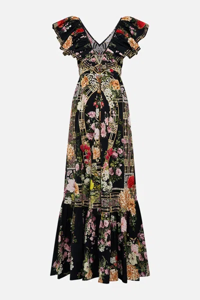 Camilla Frill Neck Dress With Hardware Adorned In Alexandria In Black