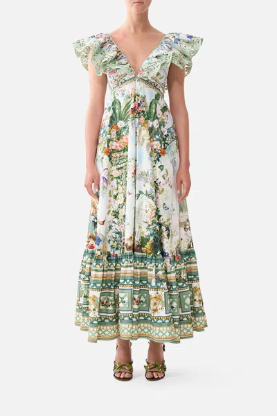 Camilla Frill Neck Dress With Hardware Art For The Empress In Green