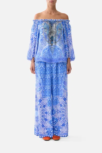 Camilla Frill Off Shoulder Top The Bosphorous In Blue