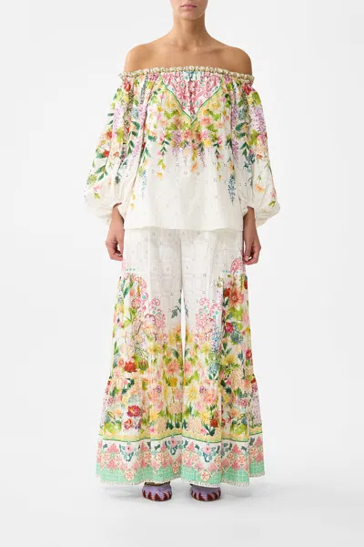 Camilla Frill Off Shoulder Top The Call Of Catalonia In White