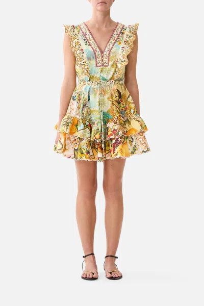 Camilla Frill Sleeve Tiered Short Dress Va Va Vintage In Multi