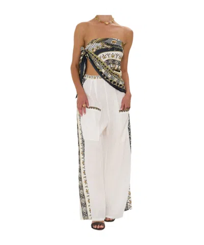 Camilla Front Pocket Wide-leg Pants In White