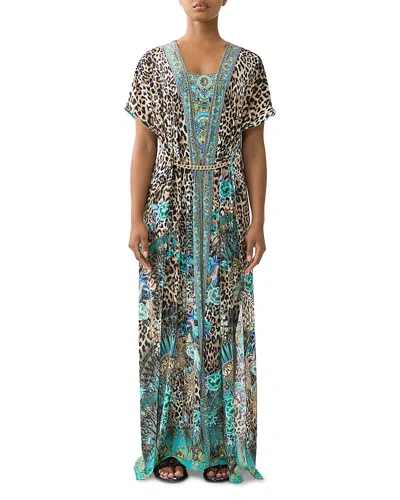 Camilla Front Split Beach Maxi Dress W Chain Flamenco Euphoria In Multi