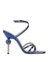 Camilla Gabrieli Woman Sandals Bright Blue Size 10 Textile Fibers