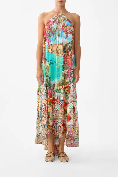 Camilla Gather Neck Hardware Maxi Dress Meet Me In Mallorca In Multi