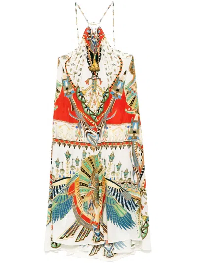Camilla Gather-neck Hardware Maxi Dress In White