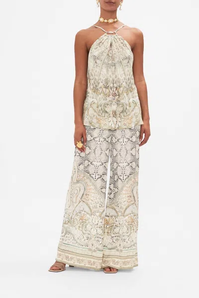 CAMILLA GATHER NECK HARDWARE TOP IN IVORY TOWER TALES