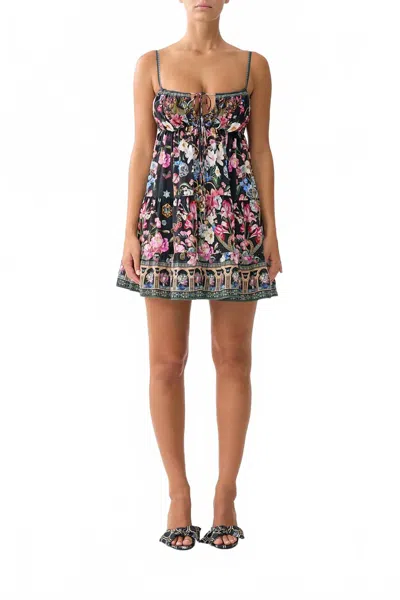 Camilla Gathered Bust Tiered Mini Dress In Midnight In Monserrate In Blue