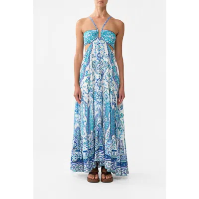 Camilla Gathered Cut Out Dress Isnik Lullaby In Blue