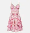 Camilla Button Front Strappy Frill Dress Botanical Novella In Pink