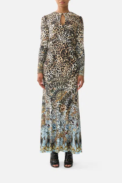 Camilla Gathered Jersey Long Dress Fiesta In Multi