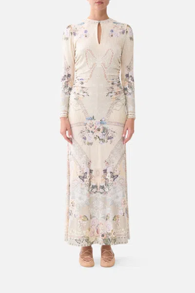 Camilla Gathered Jersey Long Dress Laced With Love In Multi