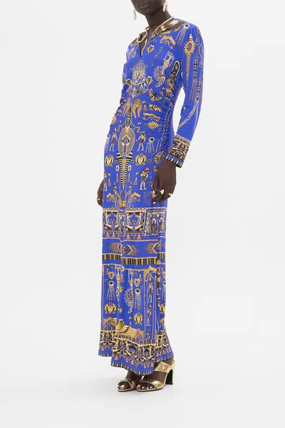Camilla Gathered Jersey Long Dress My Fair Pharaoh In Blue