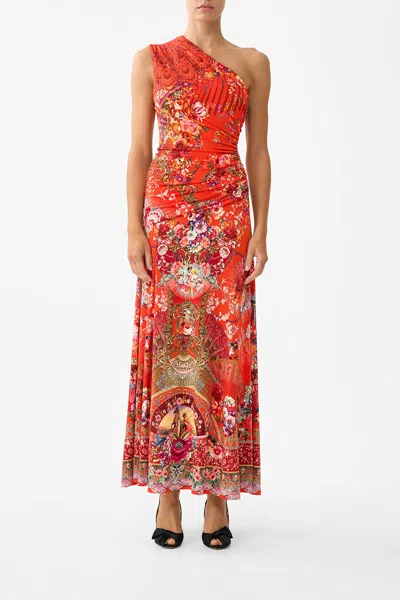Camilla Gathered Jersey One Shoulder Dress Olé Olé In Red